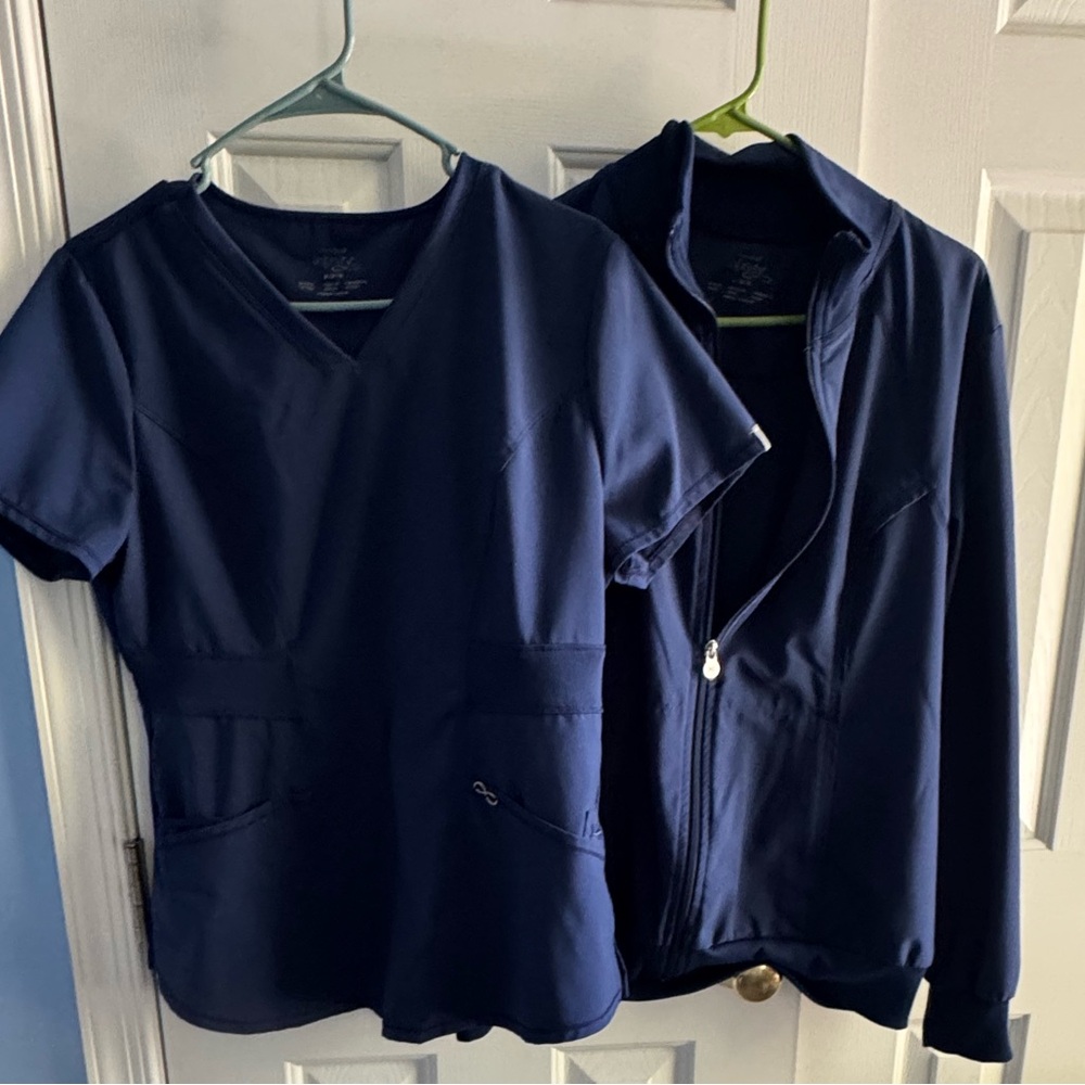 Cherokee Infinity Navy Blue Scrub Top and jacket